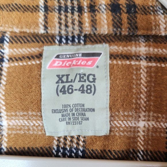 Dickies mustard yellow Black white Plaid Shacket Jacket Sz XL 100% cotton - Picture 2 of 7